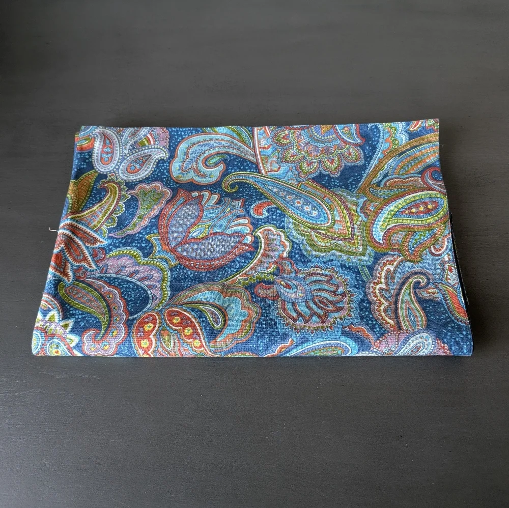 Pottery Barn Table Runner Yellow Blue Green Pink Paisley Floral Cotton 18x108